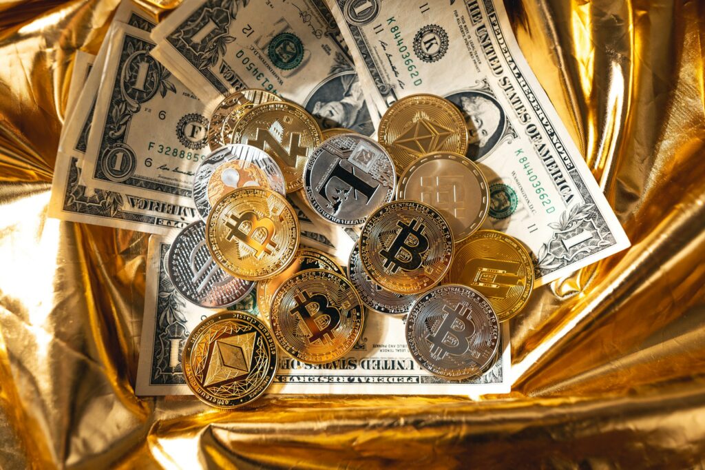Cryptocurrency golden bitcoin image for crypto currency